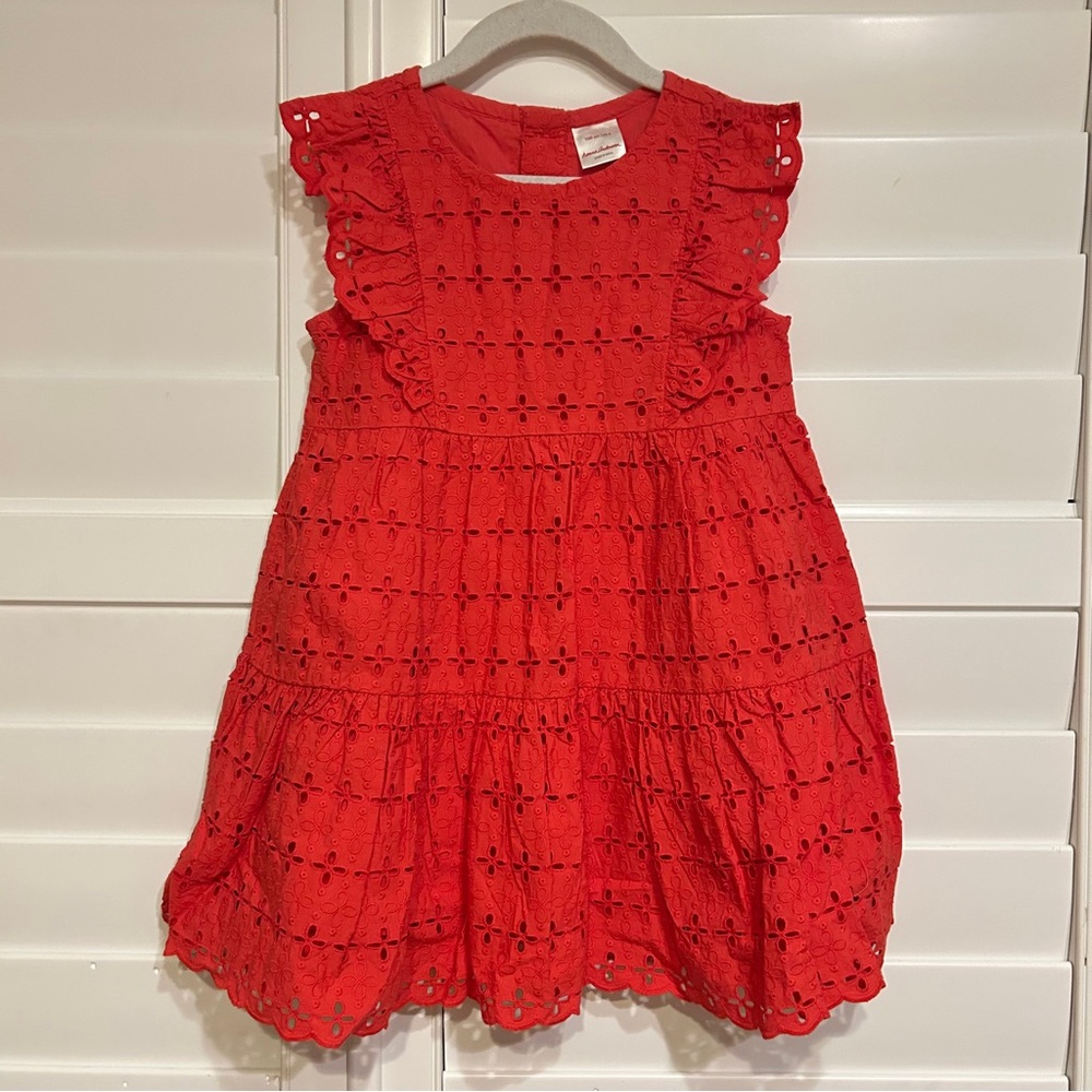 Hanna Andersson Eyelet Dress Red Size 4